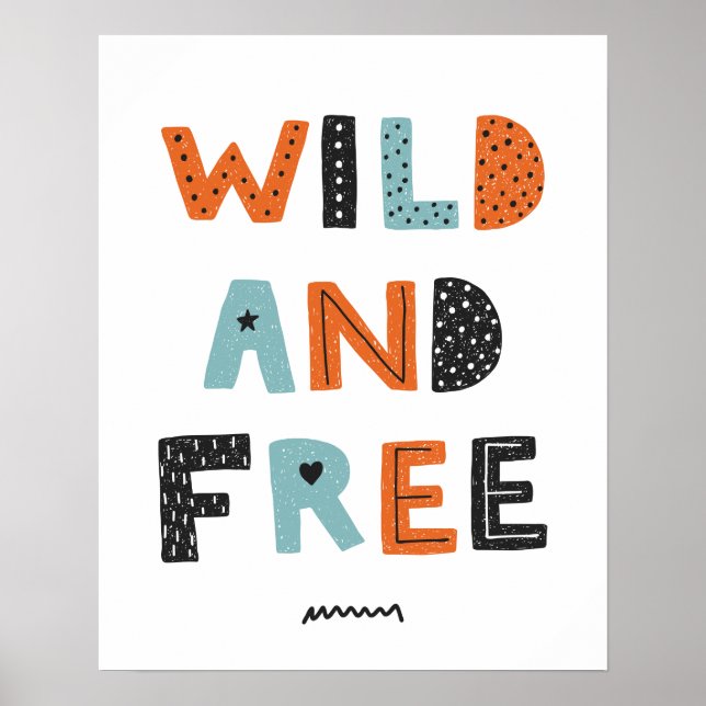 Póster Salvaje y libre | Cartas de Doodle (Frente)