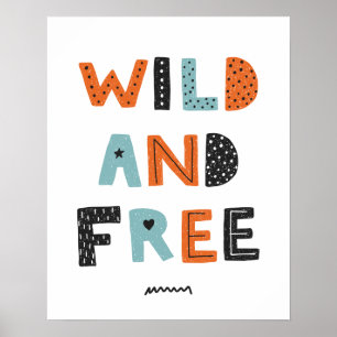 Póster Salvaje y Libre Letras Doodle