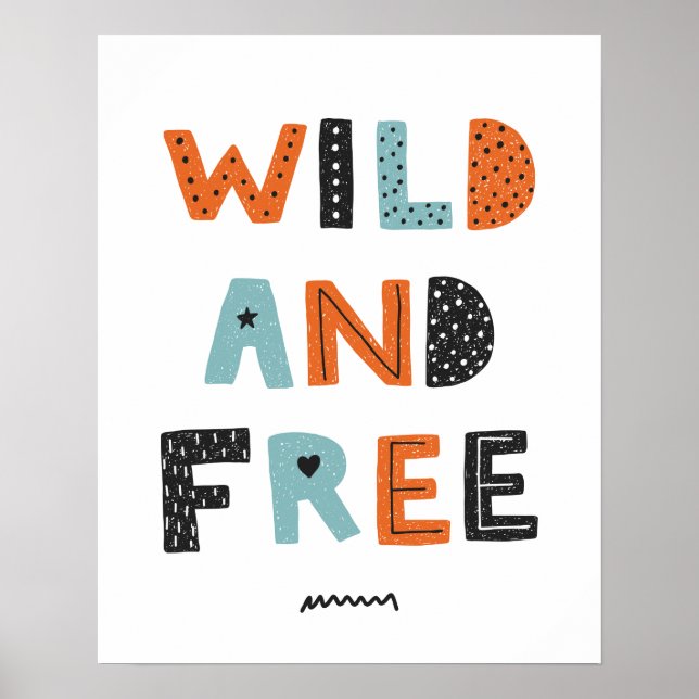 Póster Salvaje y Libre | Letras Doodle (Frente)