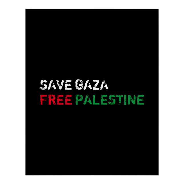 Póster Salvar a Gaza Liberar a Palestina blanco rojo verd (Anverso)