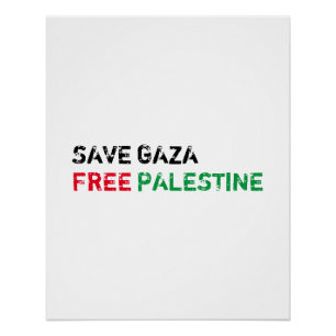 Póster Salvar a Gaza Liberar Palestina negro rojo verde b