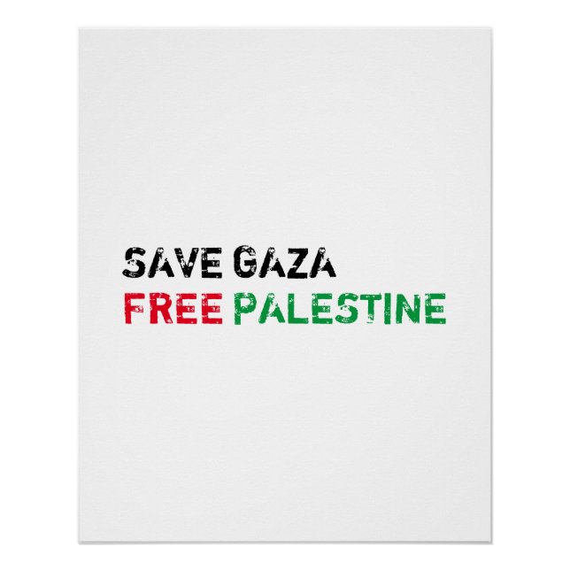 Póster Salvar a Gaza Liberar Palestina negro rojo verde b (Anverso)