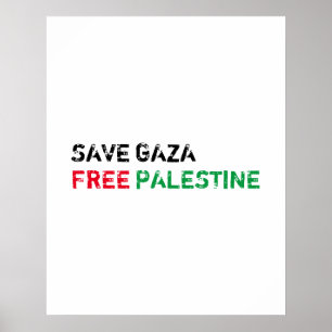 Póster Salvar a Gaza Liberar Palestina negro rojo verde b