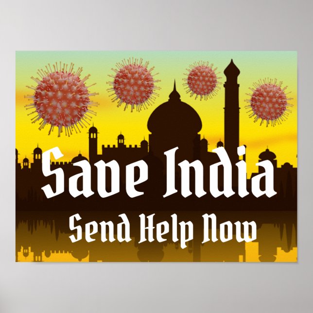Póster Salvar a India de Covid-19 (Frente)