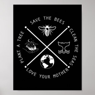 Póster Salvar a la planta de abejas más árboles Día de la