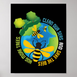 Póster Salvar a las abejas - Día de la Tierra para la Pro