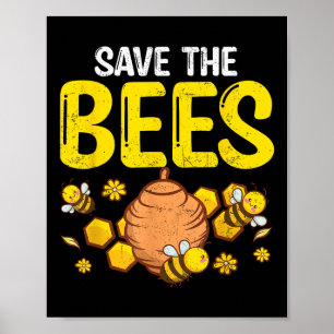 Póster Salvar a las abejas Protección del medio ambiente 