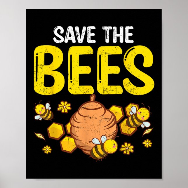 Póster Salvar a las abejas Protección del medio ambiente  (Frente)