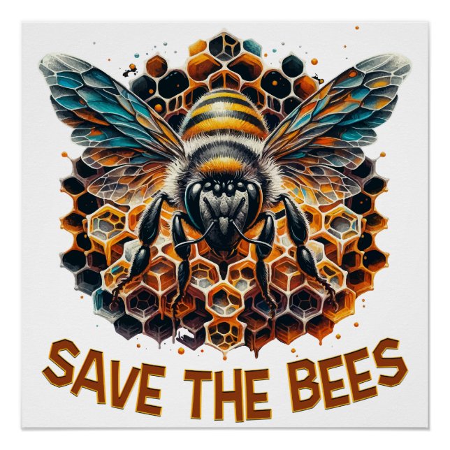 Póster Salvar a las abejas - Proteger a nuestros poliniza (Anverso)
