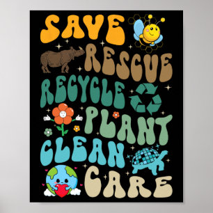 Póster Salvar a las abejas rescatar a los animales recicl
