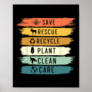 Póster Salvar a las abejas rescatar a los animales recicl