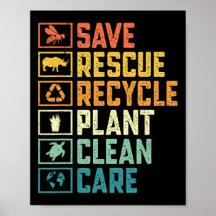 Póster Salvar a las abejas rescatar a los animales recicl