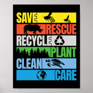 Póster Salvar a las abejas rescatar animales en los mares