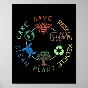 Póster Salvar a las abejas rescatar animales reciclar ani