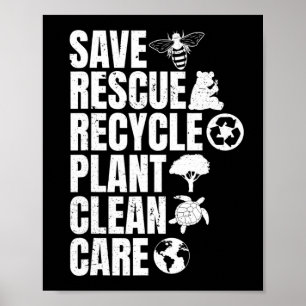 Póster Salvar a las abejas Rescate Animales Reciclar Plas