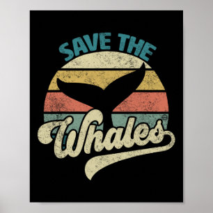 Póster Salvar a las ballenas retro