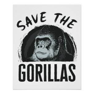 Póster Salvar a los Gorilas Gorila en Peligro de Extinció