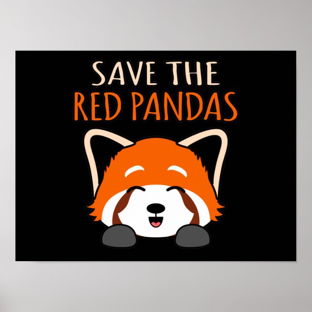 Póster Salvar A Los Pandas Rojos Cute Mascota Animal Pand (Frente)