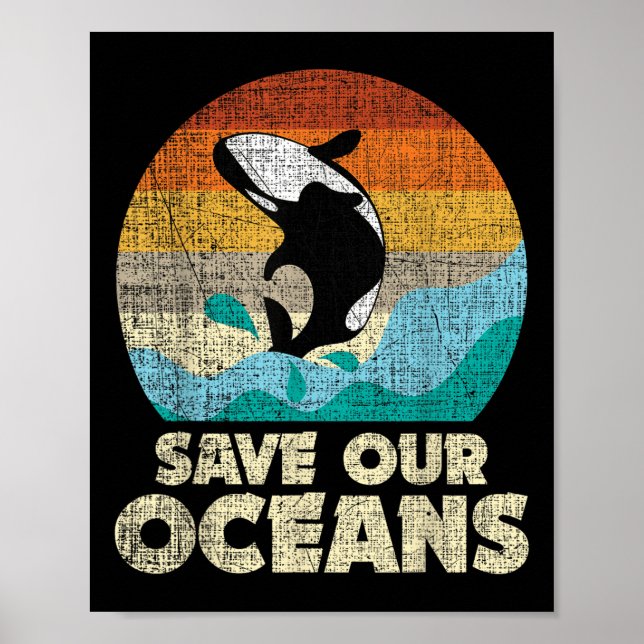 Póster Salvar a nuestra ballena orca de nuestros océanos  (Frente)