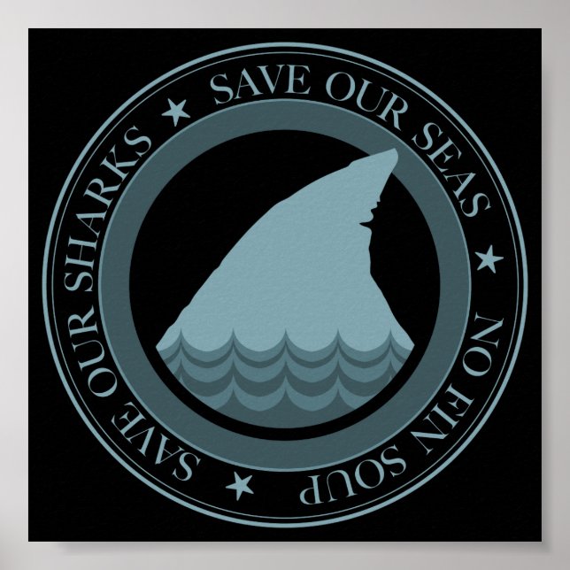 Póster salvar a nuestros tiburones (Frente)