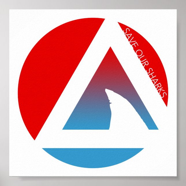 Póster salvar a nuestros tricírculos de tiburones (Frente)