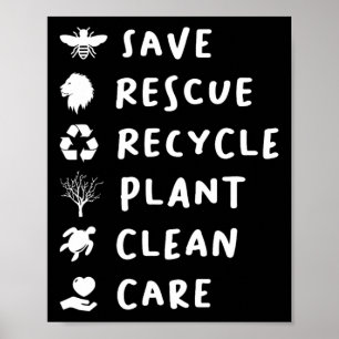 Póster Salvar Abejas Rescate Leones Reciclar El Plástico 