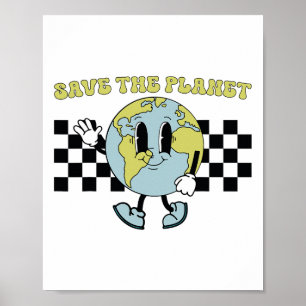 Póster Salvar al planeta Tierra Día Medio Ambiente Retro
