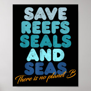 Póster Salvar Arrecifes Focas Y Mares No Hay Planeta B _ 