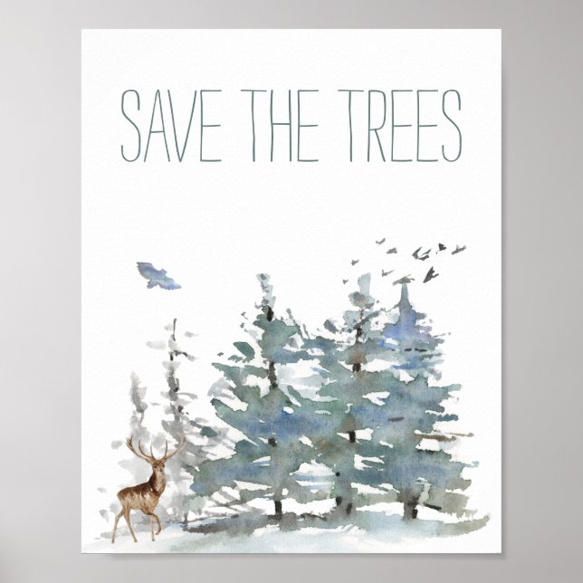 Póster Salvar el bosque acuático de los árboles (Frente)