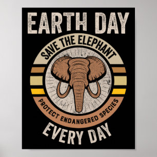 Póster Salvar el Día del Elefante para la Tierra Proteger