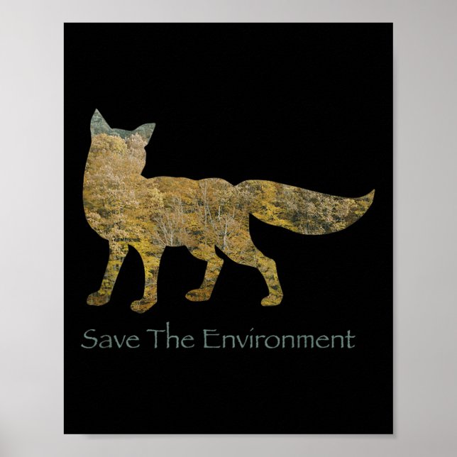 Póster Salvar el medio ambiente de Fox Silhouette Environ (Frente)