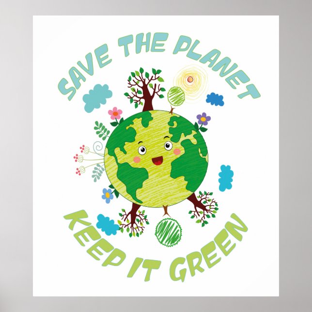 Póster Salvar el planeta mantenerlo verde (Frente)