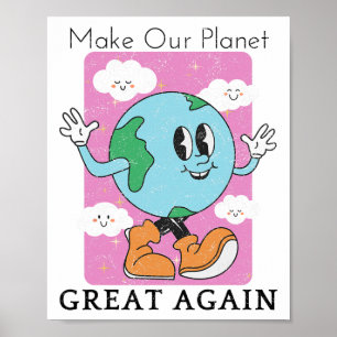 Póster Salvar el planeta reciclar la divertida cosecha de