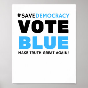 Póster Salvar el voto democrático azul hacer la verdad gr
