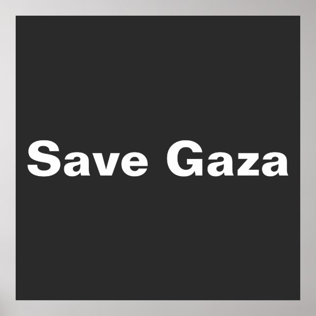 Póster Salvar Gaza texto simple apoyando a Gaza Palestina (Frente)