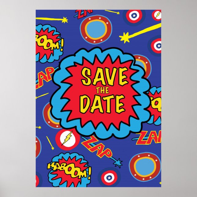 Póster Salvar la Fecha Héroes del Cómic (Frente)