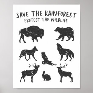 Póster Salvar La Selva Lluviosa Proteger El Animal De La 