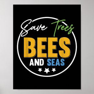 Póster Salvar Las Abejas De Árboles Y La Protección Ambie