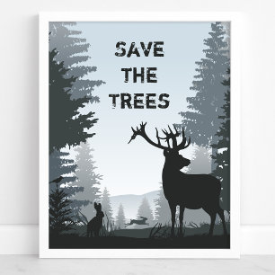 Póster Salvar Los Árboles Bosque Animales Del Bosque Medi