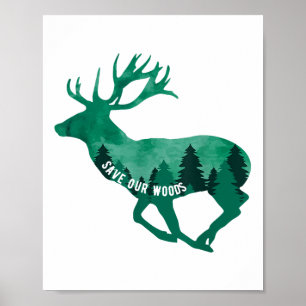 Póster Salvar nuestra protección ambiental de los bosques