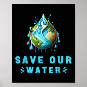 Póster Salvar nuestras aguas Día de la Tierra Conservació