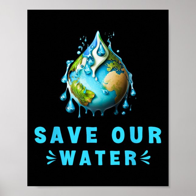 Póster Salvar nuestras aguas Día de la Tierra Conservació (Frente)
