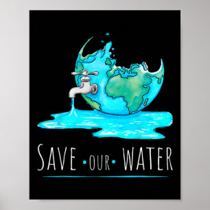 Póster Salvar nuestras aguas Día de la Tierra Conservació