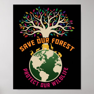 Póster Salvar nuestro bosque Proteger nuestro Parque Naci