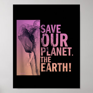 Póster Salvar nuestro planeta El medio ambiente del elefa