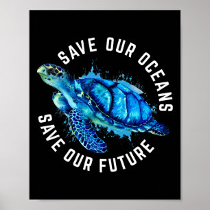 Póster Salvar nuestros océanos Día de la Tortuga Tierra P