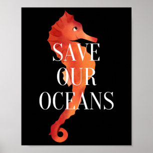 Póster Salvar nuestros océanos proteger la naturaleza Día