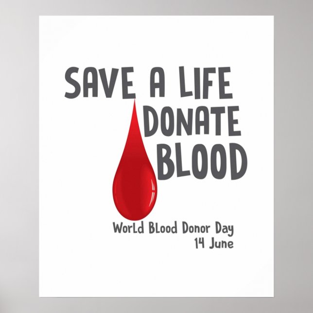 Póster Salvar Una Vida Donar Sangre Día Mundial Donante D (Frente)
