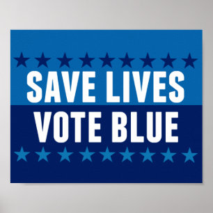 Póster Salvar vidas vota azul