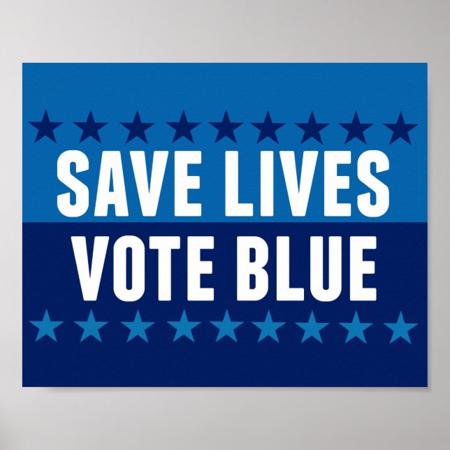 Póster Salvar vidas vota azul (Frente)
